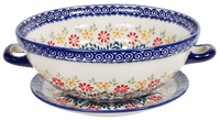 A picture of a Polish Pottery Berry Bowl (Flower Power) | D038T-JS14 as shown at PolishPotteryOutlet.com/products/the-boleslawiec-berry-bowl-flower-power