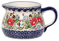 A picture of a Polish Pottery The 1 Liter Wide Mouth Pitcher (Floral Fantasy) | D044S-P260 as shown at PolishPotteryOutlet.com/products/the-1-liter-wide-mouth-pitcher-floral-fantasy