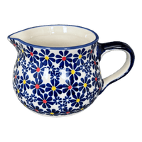 A picture of a Polish Pottery The 1/2 L Wide Mouth Pitcher (Field of Daisies) | D045S-S001 as shown at PolishPotteryOutlet.com/products/the-1-2-l-wide-mouth-pitcher-s001-d045s-s001