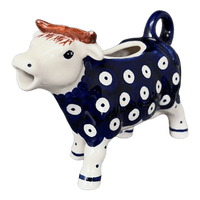 A picture of a Polish Pottery Cow Creamer (Dot to Dot) | D081T-70A as shown at PolishPotteryOutlet.com/products/cow-creamer-dot-to-dot-d081t-70a