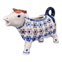 A picture of a Polish Pottery Cow Creamer (Floral Chain) | D081T-EO37 as shown at PolishPotteryOutlet.com/products/cow-creamer-floral-chain-d081t-eo37