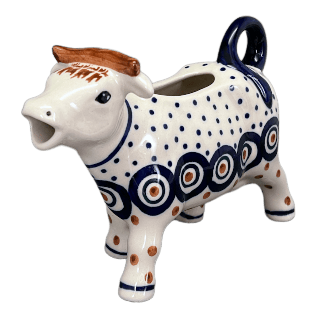 Creamer, Cow, 4 oz in "Peacock Dot" by Manufaktura | D081U-54K