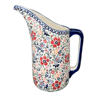 A picture of a Polish Pottery 1.5 Liter Fancy Pitcher (Full Bloom) | D084S-EO34 as shown at PolishPotteryOutlet.com/products/1-5-liter-fancy-pitcher-full-bloom-d084s-eo34