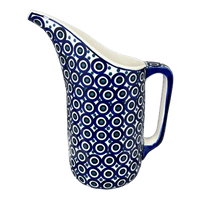 A picture of a Polish Pottery 1.5 Liter Fancy Pitcher (Eyes Wide Open) | D084T-58 as shown at PolishPotteryOutlet.com/products/1-5-liter-fancy-pitcher-eyes-wide-open-d084t-58