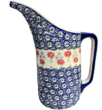 A picture of a Polish Pottery 1.5 Liter Fancy Pitcher (Summer Blossoms) | D084T-P232 as shown at PolishPotteryOutlet.com/products/1-5-liter-fancy-pitcher-summer-blossoms-d084t-p323