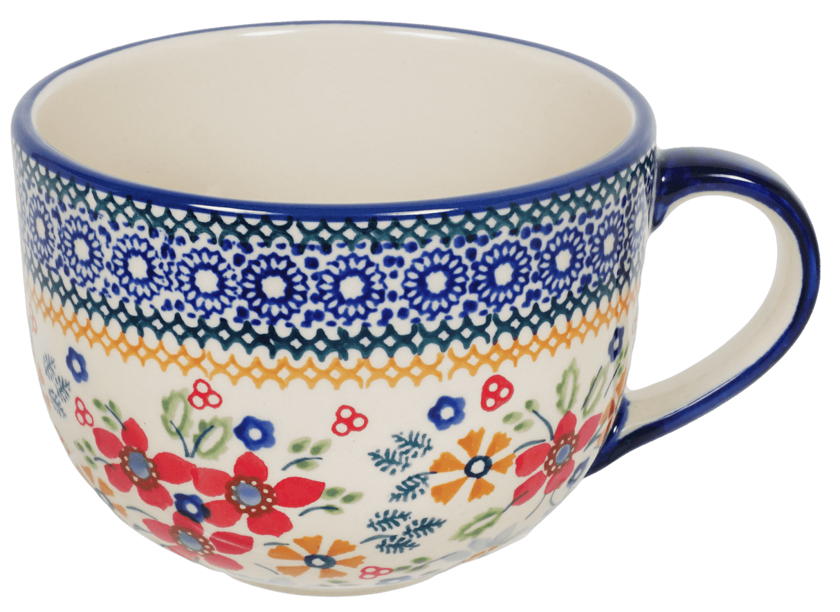 Cup, Latte, 18 oz in "Ruby Bouquet" by Manufaktura | F044S-DPCS
