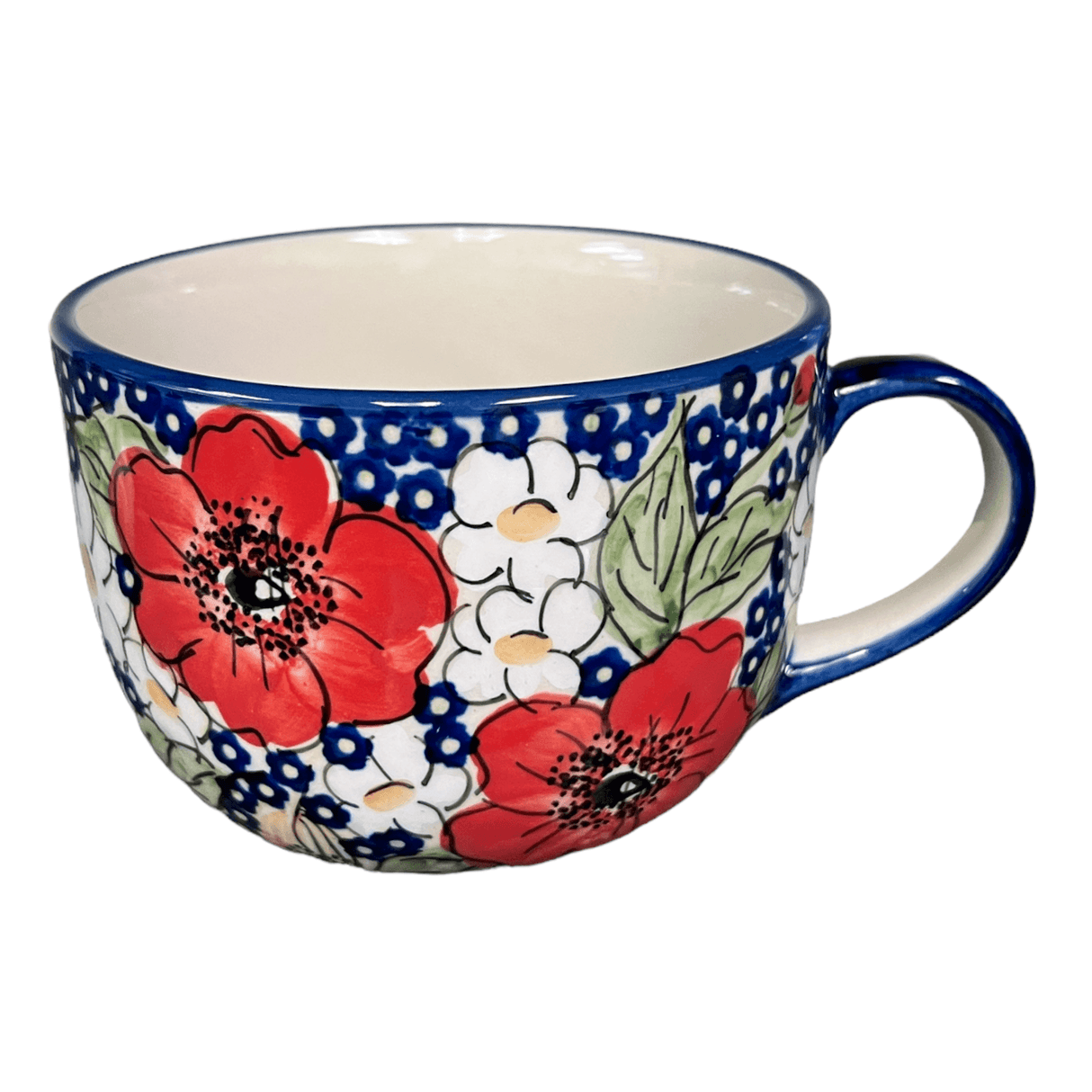 Cup, Latte, 18 oz in "Poppies & Posies" by Manufaktura | F044S-IM02