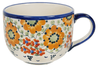 A picture of a Polish Pottery Latte Cup (Autumn Harvest) | F044S-LB as shown at PolishPotteryOutlet.com/products/large-latte-soup-cups-autumn-harvest
