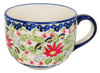 A picture of a Polish Pottery Latte Cup (Floral Fantasy) | F044S-P260 as shown at PolishPotteryOutlet.com/products/large-latte-soup-cups-floral-fantasy
