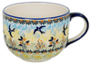 Polish Pottery Latte Cup (Soaring Swallows) | F044S-WK57 at PolishPotteryOutlet.com