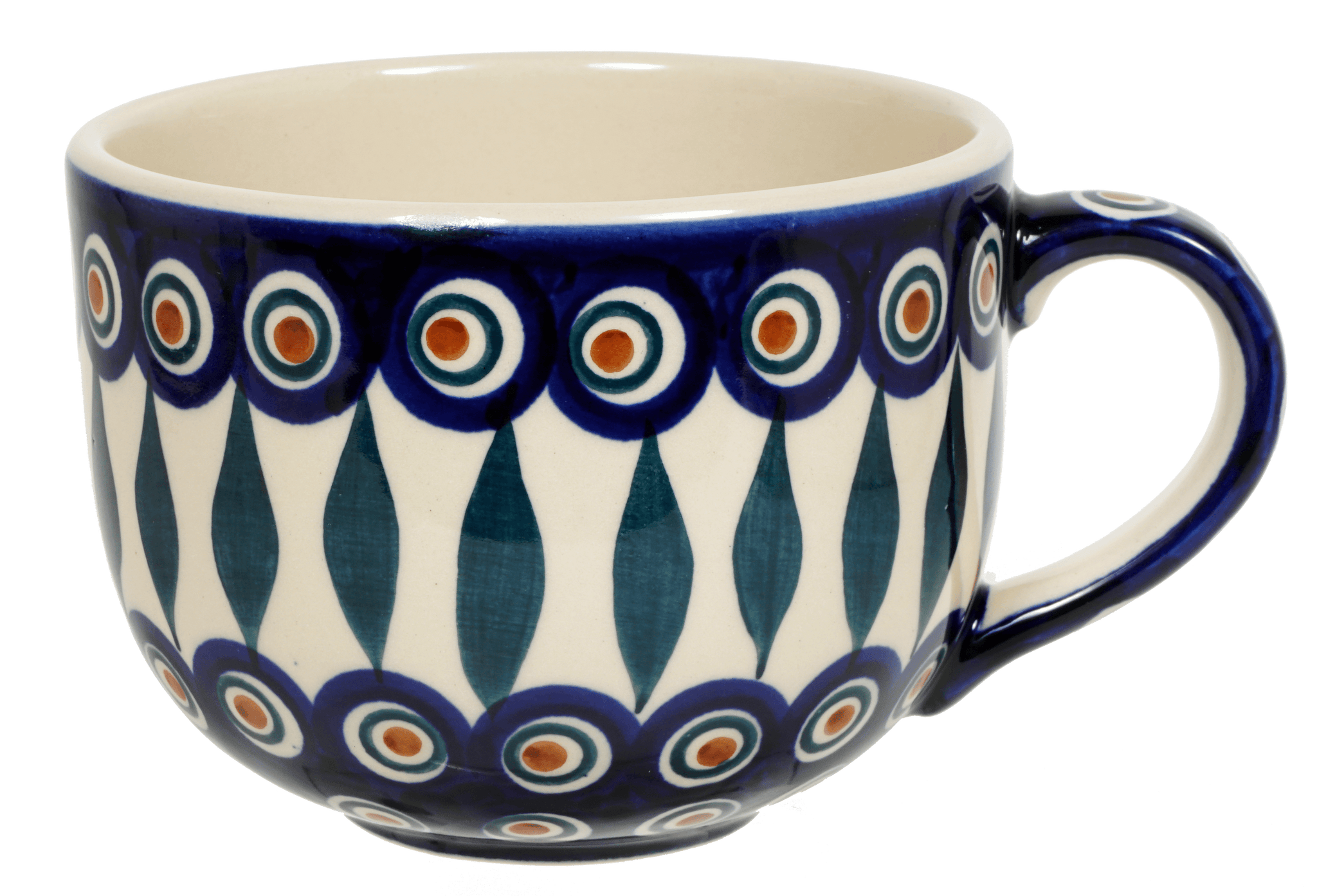Polish Pottery - John's Mug - Peacock - The Polish Pottery Outlet
