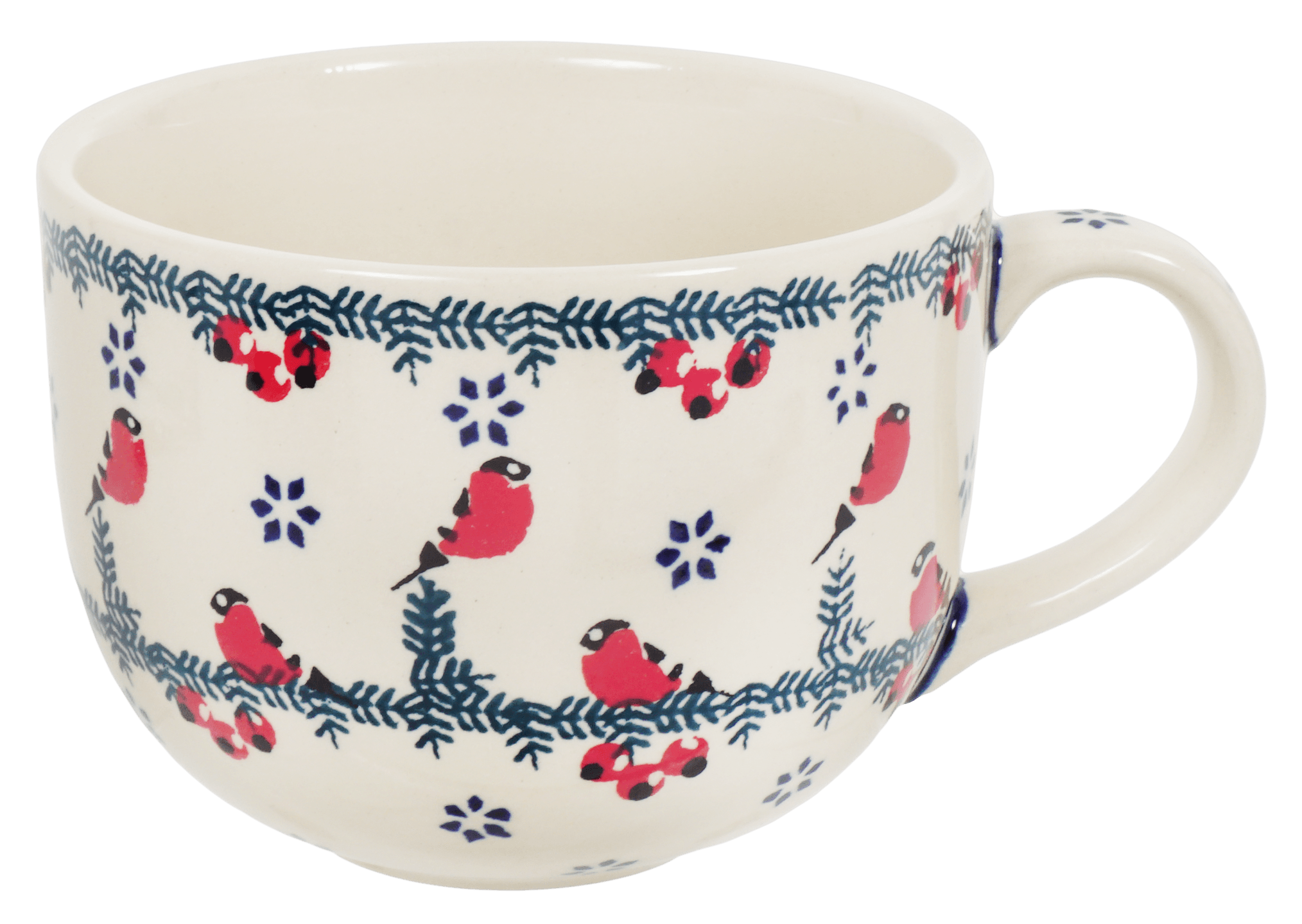 Polish Pottery - Large Latte/Soup Cups - Peacock - The Polish Pottery Outlet