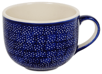 A picture of a Polish Pottery Latte Cup (Night Sky) | F044T-MARM as shown at PolishPotteryOutlet.com/products/large-latte-soup-cups-night-sky