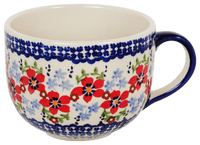 A picture of a Polish Pottery Latte Cup (Summer Bouquet) | F044T-MM01 as shown at PolishPotteryOutlet.com/products/large-latte-soup-cups-summer-bouquet