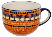 A picture of a Polish Pottery Latte Cup (Desert Sunrise) | F044U-KLJ as shown at PolishPotteryOutlet.com/products/large-latte-soup-cups-desert-sunrise