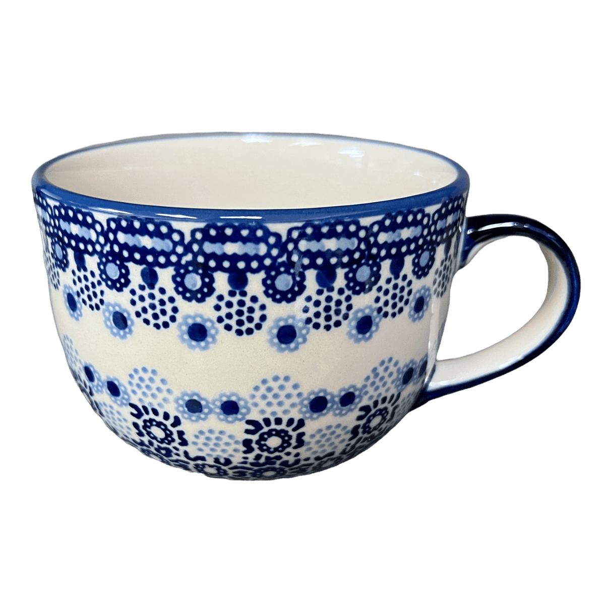 Cup, Latte, 18 oz in "Blue Dotted Garden" by Manufaktura | F044U-WB05