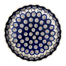 Polish Pottery 7.5" Small Quiche Dish (Peacock in Line) | F055T-54A Additional Image at PolishPotteryOutlet.com