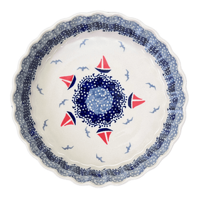 Polish Pottery 7.5" Small Quiche Dish (Smooth Seas) | F055T-DPML Additional Image at PolishPotteryOutlet.com