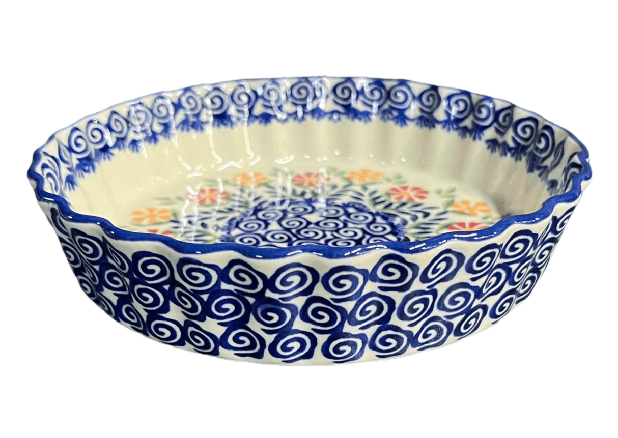 Quiche Dish, Round, 7.5" Small in "Flower Power" by Manufaktura | F055T-JS14