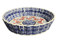 A picture of a Polish Pottery 7.5" Small Quiche Dish (Summer Bouquet) | F055T-MM01 as shown at PolishPotteryOutlet.com/products/the-small-quiche-dish-summer-bouquet-f055t-mm01