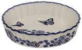 Quiche Dish, Round, 7.5" Small in "Butterfly Garden" by Manufaktura | F055T-MOT1