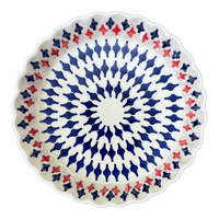 A picture of a Polish Pottery 7.5" Small Quiche Dish (Shock Waves) | F055U-GZ42 as shown at PolishPotteryOutlet.com/products/the-small-quiche-dish-gz42-f055u-gz42
