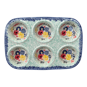 Polish Pottery Muffin Pan (Garden Party) | F093S-BUK1 Additional Image at PolishPotteryOutlet.com
