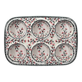 Polish Pottery Muffin Pan (Cherry Blossom) | F093S-DPGJ Additional Image at PolishPotteryOutlet.com