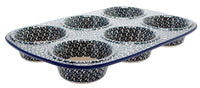 A picture of a Polish Pottery Muffin Pan (Poppy Paradise) | F093S-PD01 as shown at PolishPotteryOutlet.com/products/muffin-pan-poppy-paradise-f093s-pd01