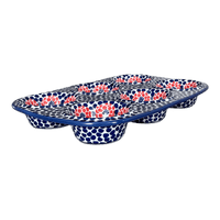 A picture of a Polish Pottery Muffin Pan (Falling Petals) | F093U-AS72 as shown at PolishPotteryOutlet.com/products/muffin-pan-falling-petals-f093u-as72