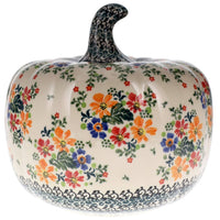 A picture of a Polish Pottery Jack-O-Lantern Luminary (Red as shown at PolishPotteryOutlet.com/products/jack-o-lantern-luminary-uhp-gad28d-uhp