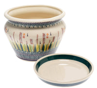 A picture of a Polish Pottery 5.5" Tall Flower Pot (Morning Meadow) | GDN03-ULA as shown at PolishPotteryOutlet.com/products/5-5-flower-pot-ula-gdn03-ula