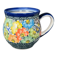 A picture of a Polish Pottery 12 oz. Belly Mug (Rainbow Bouquet) | GK04B-AV3 as shown at PolishPotteryOutlet.com/products/12-oz-belly-mug-rainbow-bouquet-gk04b-av3
