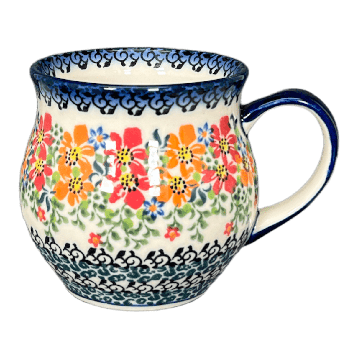 Mug, Belly Mug, 12 oz Medium in "Red & Orange Dream" by Galia | GK04B-UHP