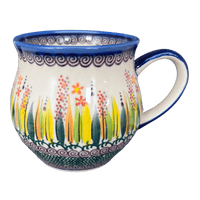 A picture of a Polish Pottery 12 oz. Belly Mug (Morning Meadow) | GK04B-ULA as shown at PolishPotteryOutlet.com/products/12-oz-belly-mug-ula-gk04b-ula