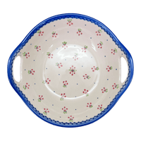 A picture of a Polish Pottery 10" Bowl with Handles (Currant Berry) | GMU06-PJ as shown at PolishPotteryOutlet.com/products/10-bowl-with-handles-currant-berry-gmu06-pj