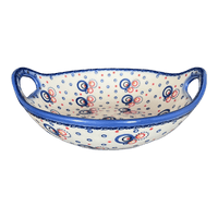 A picture of a Polish Pottery 10" Bowl with Handles (Bubbles Galore) | GMU06-PK1 as shown at PolishPotteryOutlet.com/products/10-bowl-with-handles-bubbles-galore-gmu06-pk1