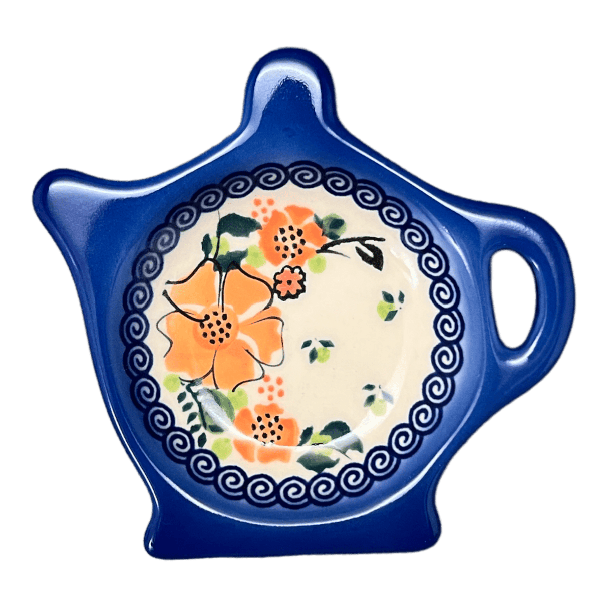 Saucer, Teapot, 4" x 3.25" in "Orange Bouquet" by Galia | GPH08-UWP2