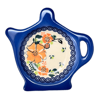 A picture of a Polish Pottery Teapot Saucer (Orange Bouquet) | GPH08-UWP2 as shown at PolishPotteryOutlet.com/products/teapot-saucer-orange-bouquet-gph08-uwp2