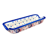 A picture of a Polish Pottery Corn Holder (Bubbles Galore) | GPK03-PK1 as shown at PolishPotteryOutlet.com/products/corn-holder-pk1