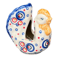 A picture of a Polish Pottery Chicken Napkin Holder (Bubbles Galore) | GS02-PK1 as shown at PolishPotteryOutlet.com/products/chicken-napkin-holder-bubbles-galore-gs02-pk1