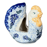 A picture of a Polish Pottery Chicken Napkin Holder (Dreamy Blue) | GS02-PT as shown at PolishPotteryOutlet.com/products/chicken-napkin-holder-dreamy-blue-gs02-pt