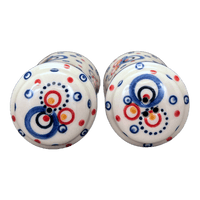 A picture of a Polish Pottery Salt & Pepper Shakers (Bubbles Galore) | GSP012-PK1 as shown at PolishPotteryOutlet.com/products/salt-pepper-shakers-bubbles-galore-gsp012-pk1