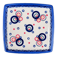 A picture of a Polish Pottery Small Square Plate (Bubbles Galore) | GT05-PK1 as shown at PolishPotteryOutlet.com/products/small-square-plate-bubbles-galore-gt05-pk1