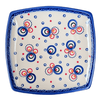 A picture of a Polish Pottery 7.25" Square Plate (Bubbles Galore) | GT06-PK1 as shown at PolishPotteryOutlet.com/products/7-25-square-plate-bubbles-galore-gt06-pk1
