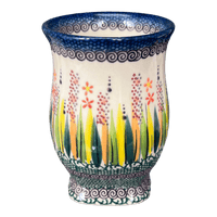 A picture of a Polish Pottery 4.5" Pedestal Vase (Morning Meadow) | GW10-ULA as shown at PolishPotteryOutlet.com/products/4-5-pedestal-vase-ula