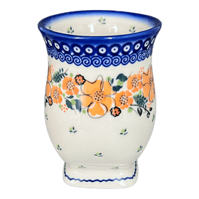 Polish Pottery 4.5" Pedestal Vase (Orange Bouquet) | GW10-UWP2 Additional Image at PolishPotteryOutlet.com