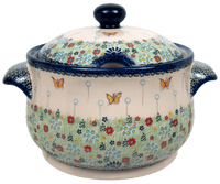 A picture of a Polish Pottery 3.2 Quart Tureen (Butterfly Spring) | GWA01-UD1 as shown at PolishPotteryOutlet.com/products/3-2-quart-tureen-butterfly-spring-gwa01-ud1