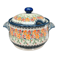 A picture of a Polish Pottery 3.2 Quart Tureen (Red & Orange Dream) | GWA01-UHP as shown at PolishPotteryOutlet.com/products/3-2-quart-tureen-uhp-gwa01-uhp