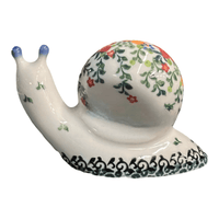 A picture of a Polish Pottery Small Snail Figurine (Red & Orange Dream) | GZW01-UHP as shown at PolishPotteryOutlet.com/products/small-snail-figurine-uhp-gzw01-uhp